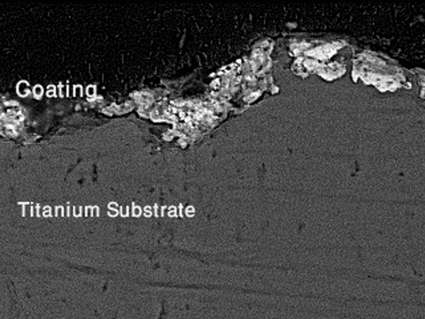 Cross section of MMO anodes